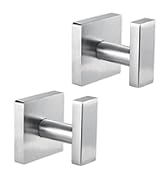 2-Pack Brushed Nickel Square Robe Towel Hooks Wall Mounted for Bathroom