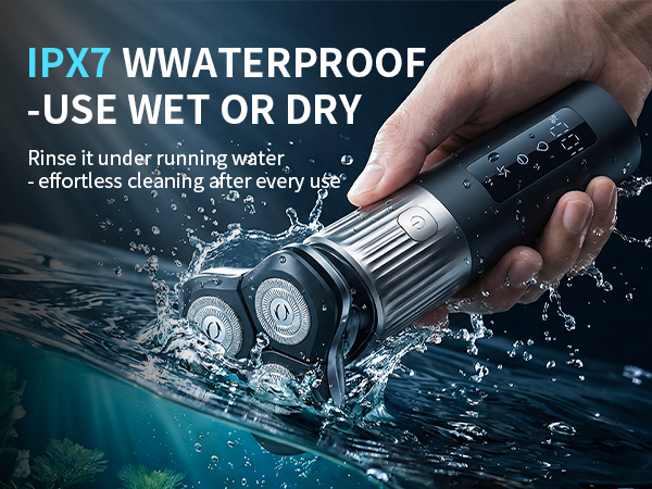 Rechargeable Electric Razor for Men: IPX7 Waterproof 5D Floating Head Shaver - 90-Min Runtime USB-C