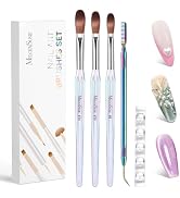 MelodySusie Acrylic Nail Brush Set, Size 8,10,14 Transparent Nail Brushes with Cleaner Tool and B...