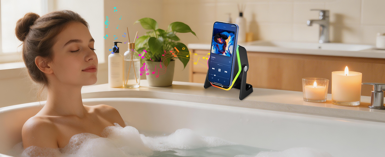 Bathroom interior with lit candles, plants, and bathtub setting creating a spa-like atmosphere. Relaxing bathing scene with ambient lighting.