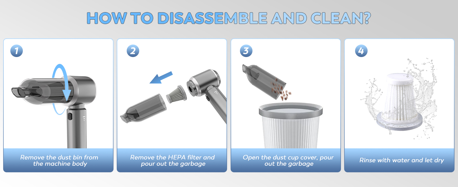 KedeeSparkle Mini Car Vacuum Cleaner, 4 in 1 Cordless Vacuum Cleaner