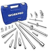 WORKPRO 19-Piece Drive Tool Accessory Set, Includes Socket Adapters, Extensions Set, Universal Jo...