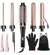 5 in 1 Curling Iron, Hair Curling Wand Set with Thermal Brush and 4 Interchangeable Ceramic Curli...