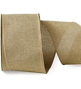 LaRibbons Natural Linen Wired Ribbon, 2-1/2 Inch x 12 Yard, Burlap Wired Edge Ribbon for Wreaths,...