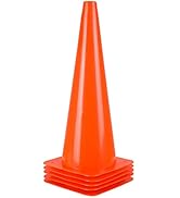 [5 Pack] 18 inch Traffic Cones, Safety Road Parking Cones,Agility Field Marker Cones for Soccer B...