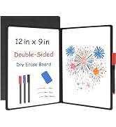 Small White Board Dry Erase, 12'' x 9'' Portable Whiteboard Notebook Black | Double-Sided A4, Reu...