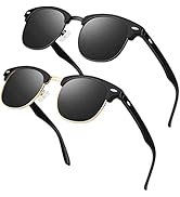 LINVO Polarized Semi Rimless Sunglasses for Men Women, Classic Retro Shades Half Frame Driving Su...