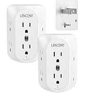 LENCENT 2 Prong Power Strip, 3 to 2 Prong Grounding Outlet Adapter, Polarized Plug, Surge Protect...