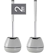 BOOMJOY Toilet Brush and Holder 2 Packs, Silicone Toilet Bowl Brush with Tweezers for Bathroom, R...