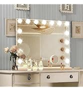 Ratsamee Hollywood Vanity Mirror with Lights, 15 Dimmable Bulbs,3 Color Lights,Make Up Lighted Mi...
