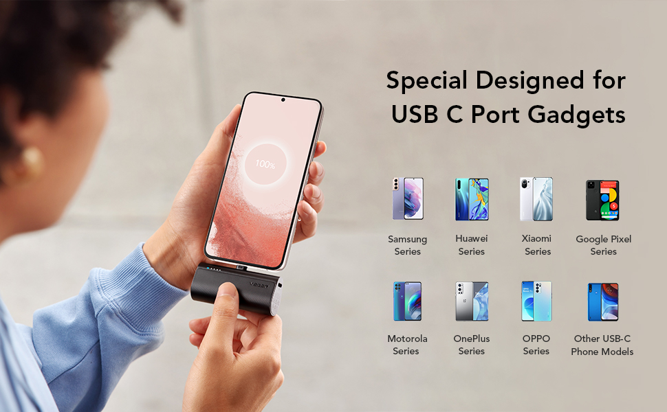 2 Packs of Mini USB C Portable Chargers