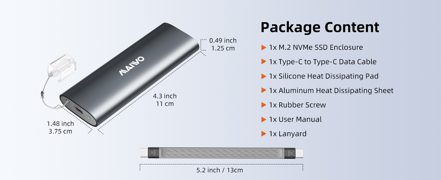 M.2 NVME to USB3.1 type-C adapter container caddy case shell housing reader dockcase holder