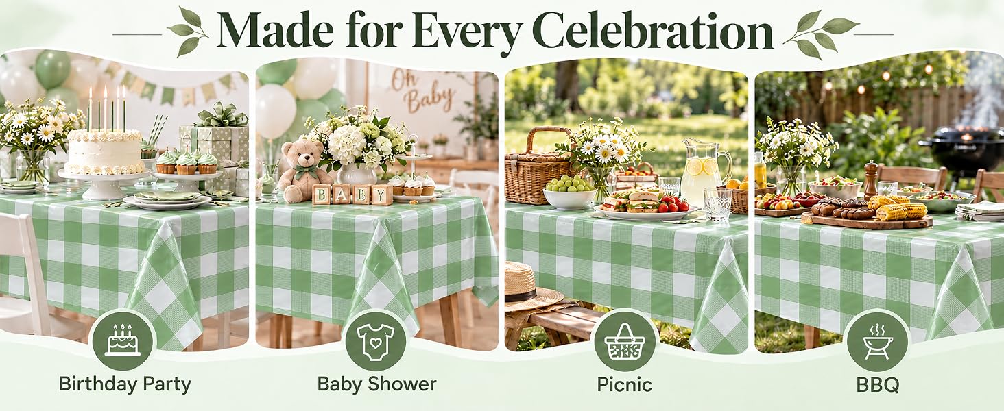 sage green gingham tablecloth