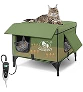GOLOPET Heated Cat House for Outside, 100% Waterproof Elevated Base, Insulated Outdoor Cat Shelte...