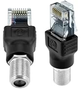 ZDRU 2PCS F-Type Female to RJ45 Male Coaxial Converter Ethernet Adapter, Coax Straight Connector ...