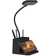 AXX Black LED Desk Lamp for Home Office Bedroom, Battery Operated Table Light for Computer Deskto...