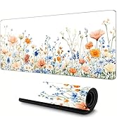 Jhdstore Extended Flower Mouse Pad(31.5 * 11.8 * 0.12 inch) with Stitched Edges Large Floral Mous...