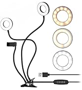Andoer Clip-On LED Ring Light 3 Lighting Modes, USB Fill-in Lamp Dual Lights Dimmable Flexible Ar...