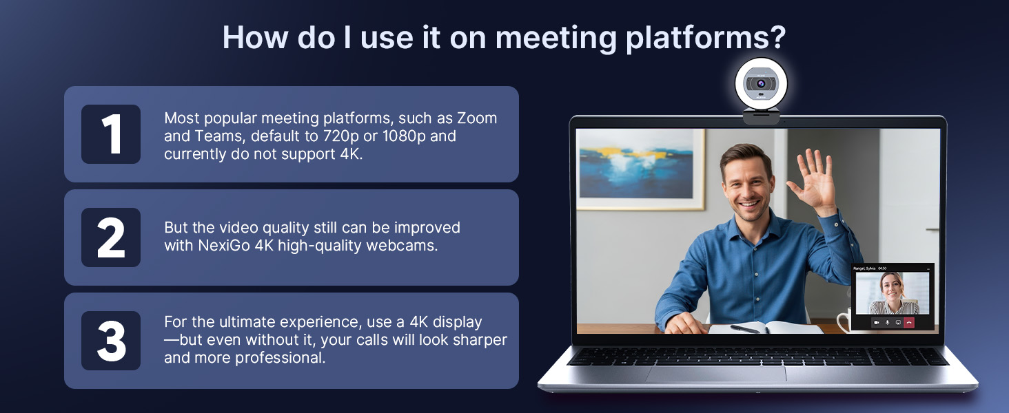 This is an instruction guide for using the webcam in an app.