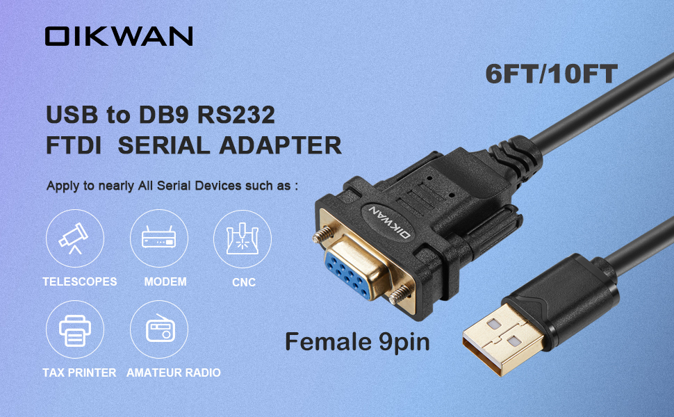 USB 2.0 Female Serial Cable