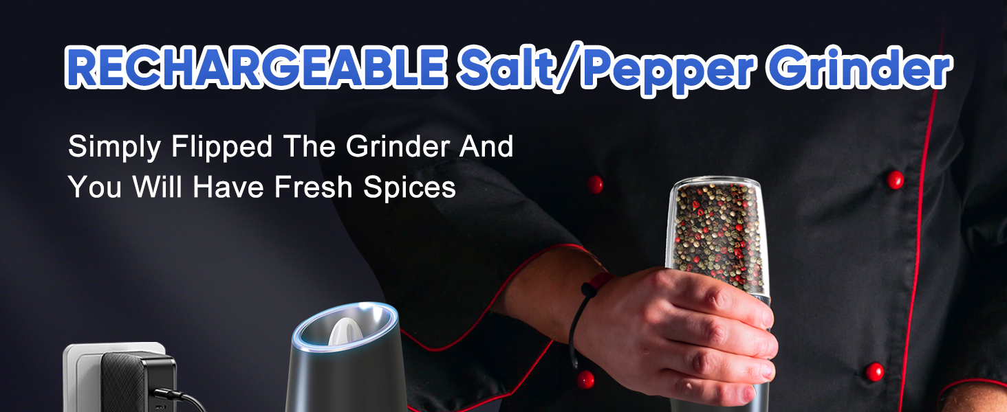 RECHARGEABLE - Gravity Electric Pepper and Salt Grinder Set