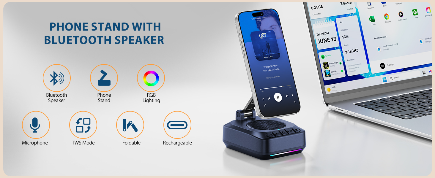 cell phone stand with bluetooth speaker