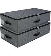 AMJ Foldable Under Bed Storage Basket Container [2 Pack] with Durable Fabric for Clothes, Shoes,T...