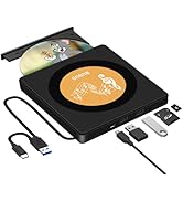 BUNUD External CD Drive, DVD Drive USB External DVD Reader for Laptop External Disc Drive with 2 ...