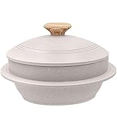 Bobikuke Cast Aluminum Pot with Lid, 72 oz Non-Stick Casserole Dish Korean Stone Bowl Induction C...
