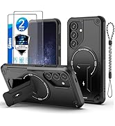 for Samsung S24&amp;S25 case[Compatible with MagSafe][with 2 * 9H Fingerprint Unlock Glass Screen Pro...