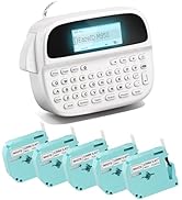 EazeID M950 Labeler with 5 White Label Tapes, Rechargeable Handheld Labeler with Keyboard, 1 Prin...