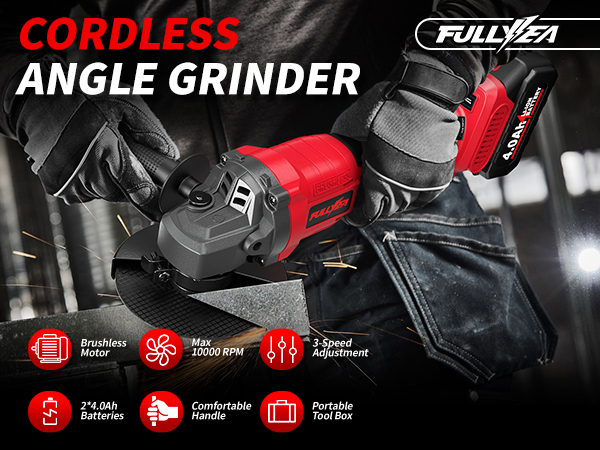 Cordless Angle Grinder 4-1/2 inch Brushless Metal Grinder 10000RPM