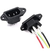 Antrader 2pcs IEC 320 C14 Male 3 Pins Screw Mount Inlet AC Power Plug Adapter Connector Socket AC...