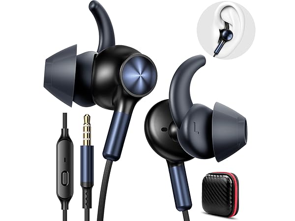 sport in ear headphones wired earbuds with anti -fall wingtips for workout/running/sport