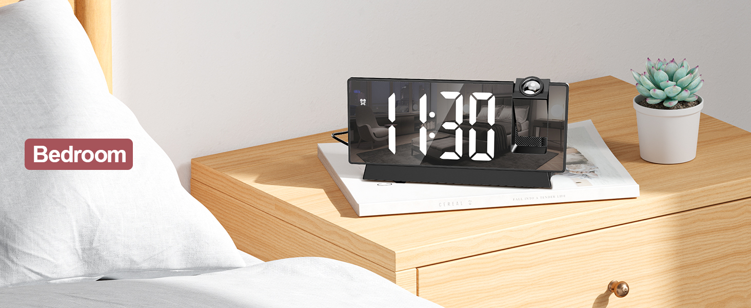 Projection Alarm Clock, 7.8&amp;#34; Mirror Digital Clock