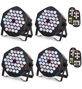 LUNSY Rechargeable Par Lights 36 RGB Stage Lights, Wireless Dj Uplights Battery Powered Uplightin...