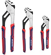 WORKPRO 3 Piece Groove Joint Pliers Set, 12/10/8 Inch Adjustable Water Pump Pliers, Straight Jaw ...
