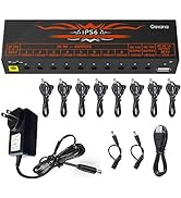 Getaria Guitar Pedal Power Supply Isolated 10 Outputs for 9V/12V/18V Effects Pedals with USB Char...
