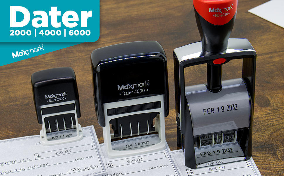 Maxmark self inking stamp dater stamp custom engraved stamper best high quality ink date