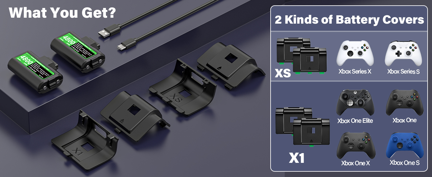 Xbox battery packs rechargeable battery for xbox one series s x controllers