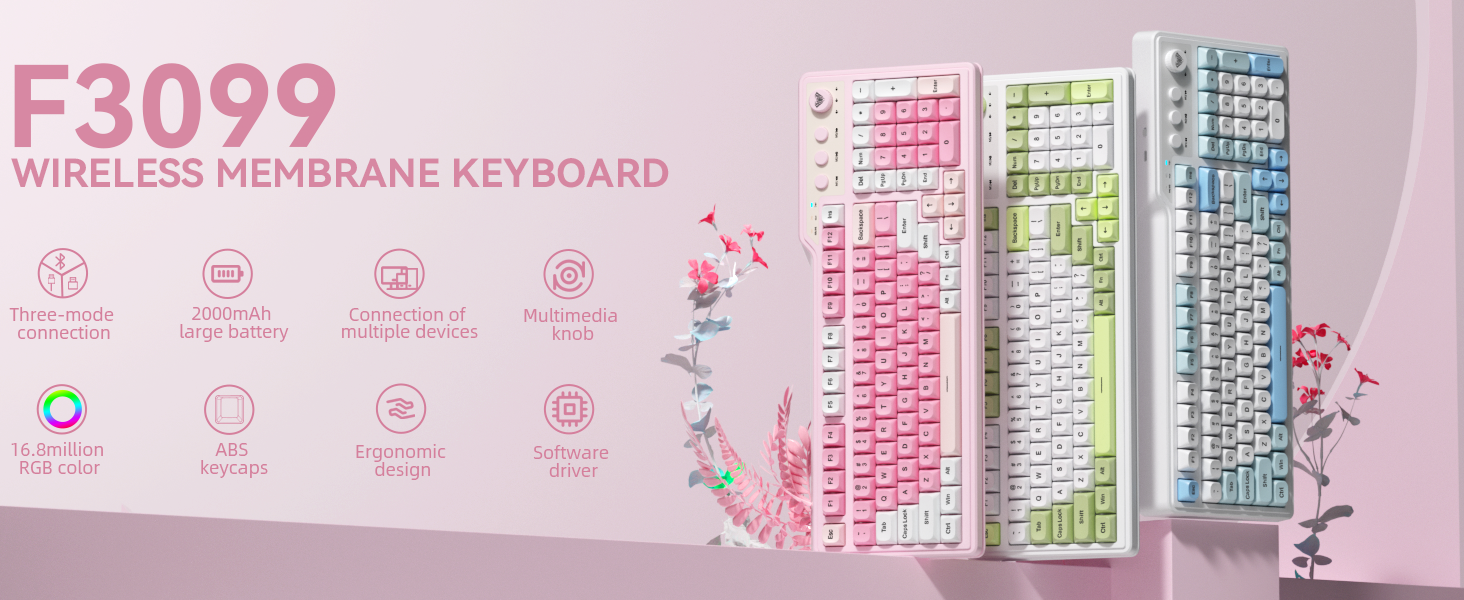 keyboard with number pad gaming keyboard Tri-Mode 96% keyboard