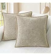 CaliTime Throw Pillow Covers Decorative 18 X 18 Inches Pack of 2 Cotton Thread Stitching Edges So...