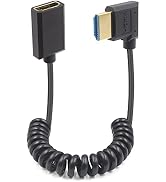 Duttek 8K HDMI Extender Cable, 48Gbps Right Angle HDMI Male to Female Coiled Cable, 1.2M, Compati...