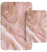 Britimes Marble Pink Bathroom Rug Set of 2,Washable Cover Floor Rug Carpets Floor Bath Mat Bathro...