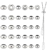PH PandaHall 304 Stainless Steel Slider Beads 30pcs Stopper Beads 7mm 8mm 10mm Adjustable Beads S...