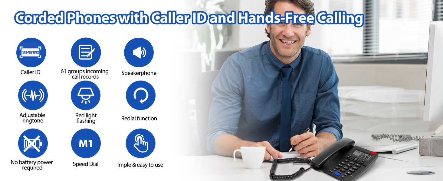 corded landline Phone with Caller ID Speakerphone