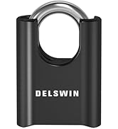 DELSWIN 4-Digit Combination Lock Outdoor Padlock - Heavy Duty Locker Lock with Hardened Steel Sha...