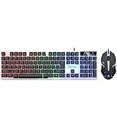 Gaming Keyboard and Mouse Wired Luminous Mechanical Keyboard Hand Feeling Portable Light Up Keybo...