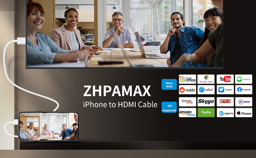 Our Lightning to HDMI cable supports a variety of apps, including below