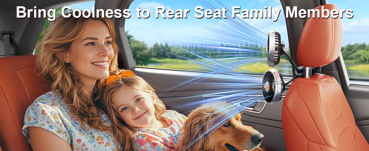 DICMKY Dual Head Gooseneck Car Cooling Fans for Back Seat for Kids